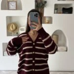 GOLD DÜĞME SALAŞ ÇİZGİLİ HIRKA - BORDO