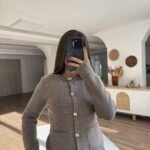 GOLD DÜĞME SİMLİ PUL DETAY HIRKA - VİZON