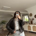 GÖMLEK YAKA DETAY BRİTLİ BEL LASTİK SUNİ DERİ CEKET - KAHVE