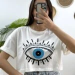 GÖZ TAŞ BASKI SALAŞ CROP - EKRU