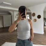 HALTER YAKA MELANJLI LİKRALI PAMUK ATLET - GRİ MELANJ