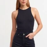 HALTER YAKA PAMUK LİRALI ATLET - SİYAH