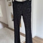 İÇ PAÇA YIRTMAÇ DANTELLİ FLARE TAYT - SİYAH