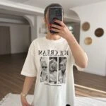 ICE CREAM BASKILI PAMUK SALAŞ TİŞÖRT - KREM