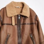 İÇİ PELUŞ FERMUARLI ÇİFT CEP BİKER MONT - KAHVE