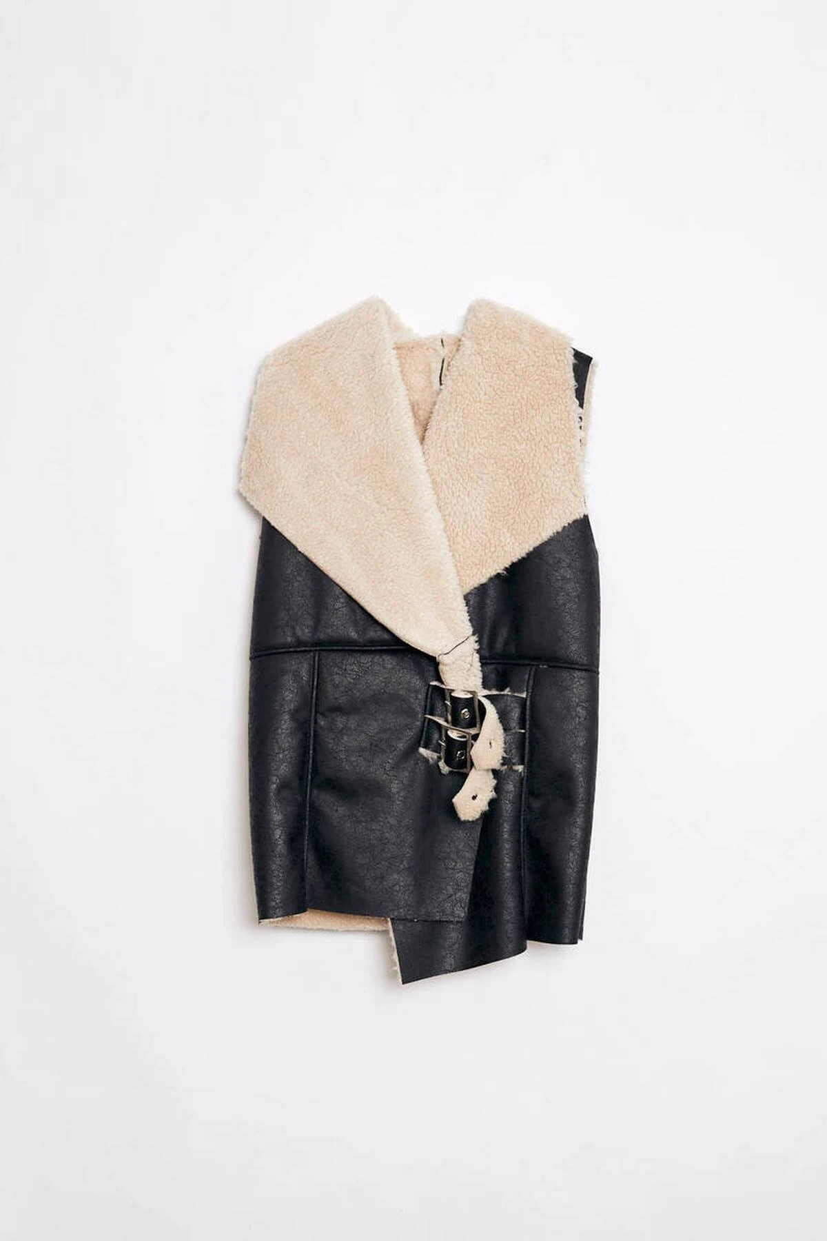 İÇİ PELUŞ ÖN ÇİFT KEMER YELEK - SİYAH - Görsel 1