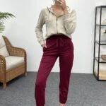 İKİ İPLİK PAÇA LASTİKLİ TAKIM ALT - BORDO