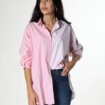 İKİ RENKLİ ÇİZGİLİ GÖMLEK - PEMBE