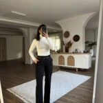 İNCE KEMERLİ HAFİF İSPANYOL CEPLİ LİKRALI PANTOLON - SİYAH