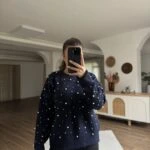 İNCİ ÇAKIM YÜN KARIŞIM BİSİKLET YAKA KAZAK - LACİVERT