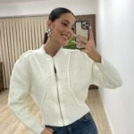 İNCİ ZIMBA FERMUARLI YÜN KRIŞIMLI HIRKA - EKRU