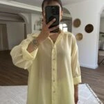 İPEKSİ SALAŞ İNCE GÖMLEK - AÇIK SARI