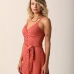 İTHAL ASKILI DOKULU ELBİSE - KİREMİT