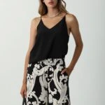 İTHAL ASKILI V YAKA BLUZ - SİYAH