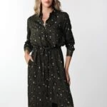 İTHAL BEL KEMERLİ GÖMLEK ELBİSE - HAKİ