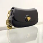 İTHAL DİKDÖRTGEN DÖNMELİ YUVARLAK METAL TOKA ÇANTA - SİYAH