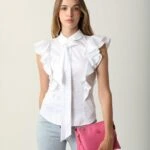 İTHAL FİYONK YAKA DETAY BLUZ - BEYAZ