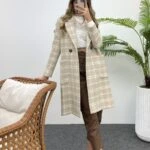 İTHAL KARELİ ÖNDEN İKİ DÜĞMELİ KISA KABAN - KREM