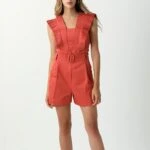 İTHAL KEMERLİ CEP DÜĞME DETAY ŞORT - KİREMİT