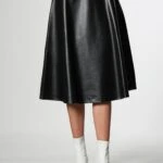 İTHAL KLOŞ DERİ ETEK - SİYAH