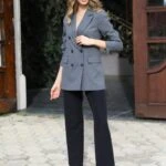 İTHAL KRUVAZE YAKA DÜĞMELİ CEKET - FÜME