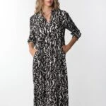 İTHAL ROBADAN ELBİSE - SİYAH BEYAZ