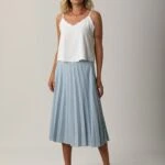 İTHAL VİSKON PLİSE ETEK - BUZ MAVİ