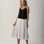 İTHAL VİSKON PLİSE ETEK - GRİ