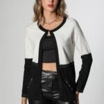 İTHAL ZIMBA VE CEP DETAY TRİKO - SİYAH BEYAZ