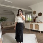 JAKARLI SATEN VİSKON ETEK - SİYAH