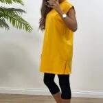 JAPONE KOL OVERSİZE UZUN TİŞÖRT - KOYU SARI