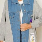 JEAN PARÇALI BEL BÜZGÜ TRUVAKAR KOL CEKET - GRİ