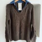 JEAN YAKA REGLAN KOL SAÇ ÖRGÜ KAZAK - KAHVE MELANJ