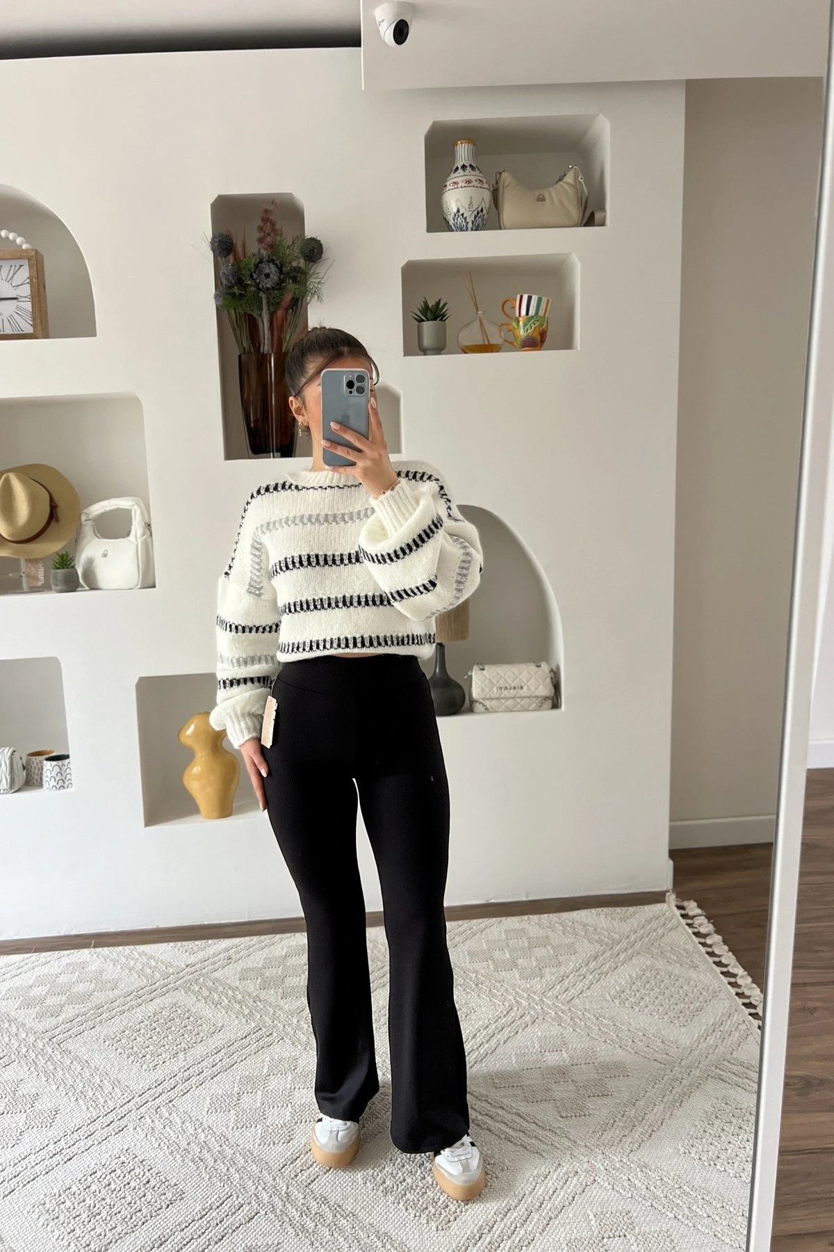 KALIN KEMER FİTİTLLİ BOL PAÇA TAYT - SİYAH - Görsel 1