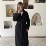 KAPAK CEP BEL KUŞAK ASTARLI UZUN KAŞE KABAN - SİYAH