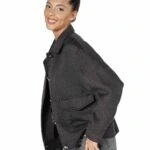 KAPAK CEPLİ DÜĞMELİ KISA KAŞE MONT - SİYAH