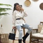 KAPAKLI ÇİFT CEP GÖMLEK - EKRU