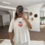 KAPTAN ŞAPKALI KÖPEK FİGÜR  PAMUK SALAŞ TİŞÖRT - KREM