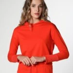 KAPÜŞONLU BEL BAĞLI SWEAT - KIRMIZI