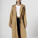 KAPÜŞONLU BEL BÜZGÜLÜ FERMUARLI MAXİ BOY TRENÇ - CAMEL