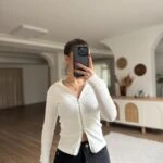 KAPÜŞONLU ÇİFT YÖN FERMUAR FİTİLLİ İNCE PAMUK HIRKA - EKRU