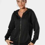 KAPÜŞONLU FERMUARLI PAMUK SWEAT - SİYAH