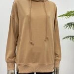 KAPÜŞONLU KANGRU CEP SWEAT - SÜTLÜ KAHVE