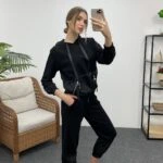 KAPÜŞONLU PARAŞÜT DETAYLI EŞOFMAN TAKIMI - SİYAH