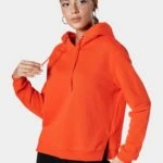 KAPÜŞONLU YAN YIRTMAÇLI SWEAT - AÇIK KIRMIZI