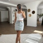 KAR YIKAMA ARKA ÇİFT CEP JEAN ETEK - MAVİ