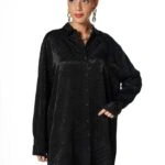 KARIŞIK DESEN SATEN VİSKON SALAŞ GÖMLEK - SİYAH