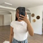 KAYIK KAT YAKA LİKRALI VİSKON TİŞÖRT - BEYAZ