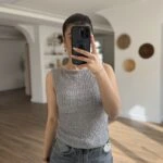 KAYIK YAKA BÜZGÜ DANTEL LİKRALI ATLET - GRİ