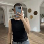 KAYIK YAKA BÜZGÜ DANTEL LİKRALI ATLET - SİYAH